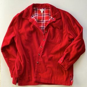 LL Bean bright red corduroy flannel lined shirt. Women’s sz Large.
